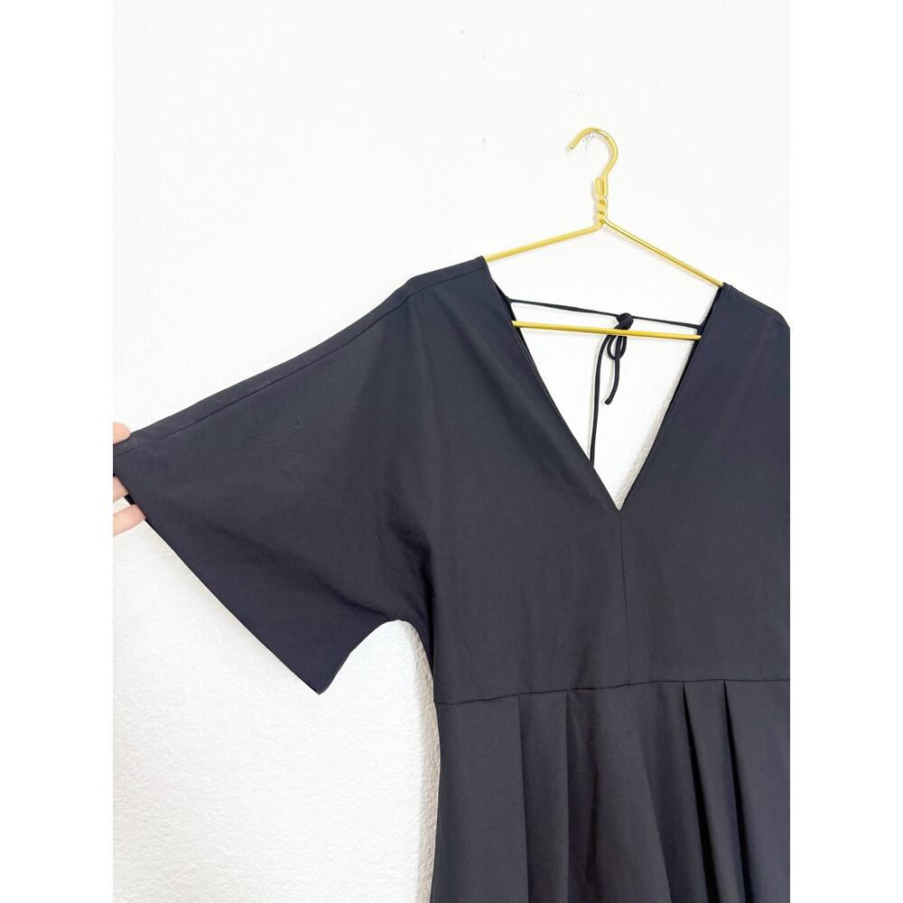 Zara Black Short Sleeve Midi Dress Large Aline Chic Modest Classic 8773/998 - Picture 7 of 14